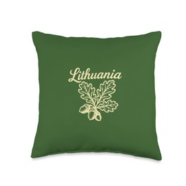 Lithuanian Symbols Oak Leaves Acorn Lithuania Throw Pillow