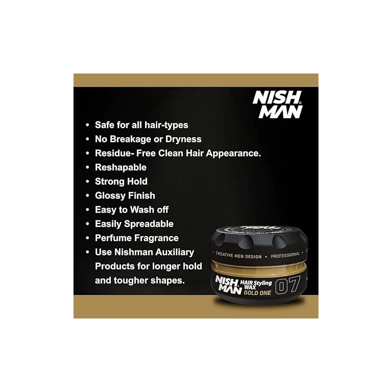 Nish Man HAIR Styling GEL WAX Gold One 07