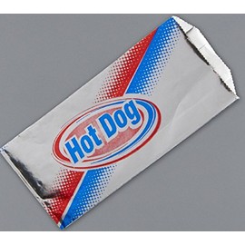 Foil Hot Dog Bags, 3.5x1.5x8.5", Stock Printed, 1000 Bags Per Case