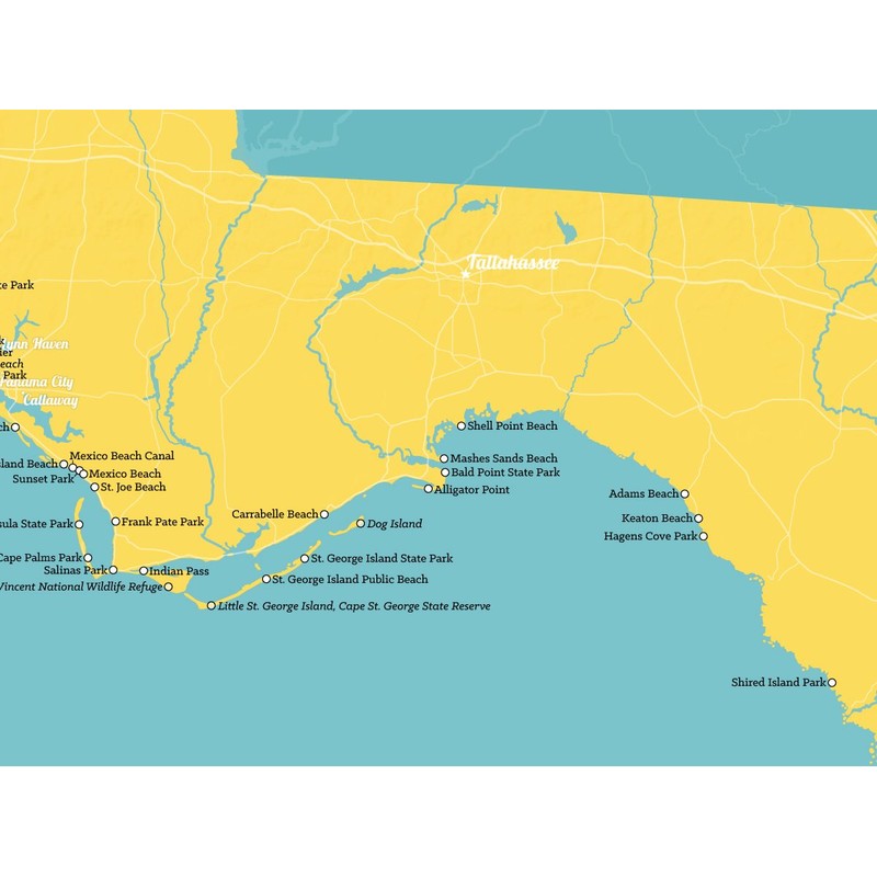 Best Maps Ever Florida Beaches Checklist Map 18x24 Poster (Marigold