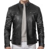 DECIMAL Men's Black Genuine Lambskin Leather Biker Jacket VINTAGE REAL