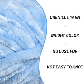 Hilo grueso de chenilla para ganchillo, hilo de felpa suave para tejer a mano, voluminoso de 2 x 100 g (2 x 49.2 m) para ganchillo hilos de Amigurumi, hilo de terciopelo esponjoso de ganchillo (2