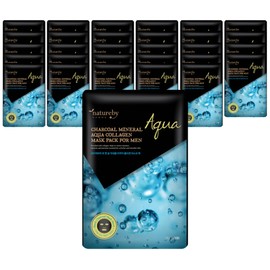 Nature by For Men Charcoal Mineral Aqua Collagen Mask Pack, 25ml, 50 pieces / 네이처바이 포맨 숯 미네랄 아쿠아 콜라겐 마스크팩, 25ml, 50개