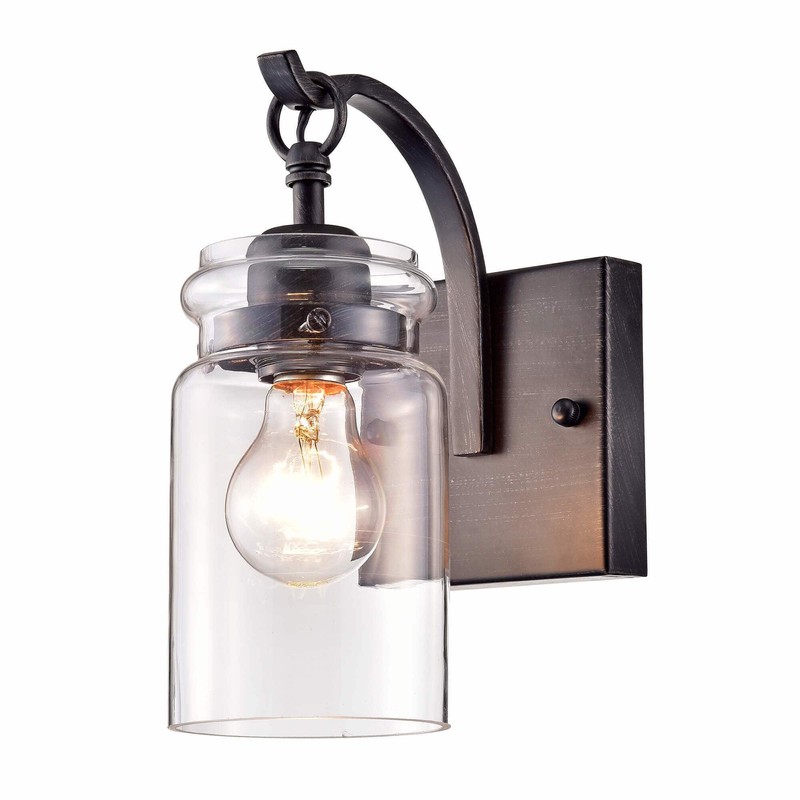 Jojospring Anastasia Antique Black Single Light Wall Sconce with Clear