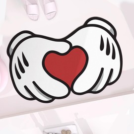 Yangyuq Cute Anime Bath Mat, Love Heart Diatomite Rug for Bedroom Kitchen Preppy Dorm Decor, Non Slip Washable Quick Drying Floor Rug, Funky Unique Bathroom Decor (16"x24", Love in Hand)