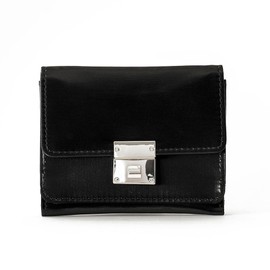 Rename Glossy, Trifold Wallet, Silver Buckle, Mini Wallet, Women's, Men's, Lots of Cards, Easy to Use, Stylish, Silver, Black