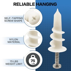 Tkiaea 80 Pcs Self-Drilling Drywall Anchors - #8 x 1-1/4" Dry Wall Anchors and Screws Kit