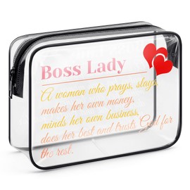 Boss Lady Gifts Leader Gift for Women PVC Makeup Bag Cosmetic Bag Boss's Day Gifts Christmas Birthday Gift for Boss Lady Manager Supervisor Coworker Friends Inspirational Gifts Clear Toiletry Pouch