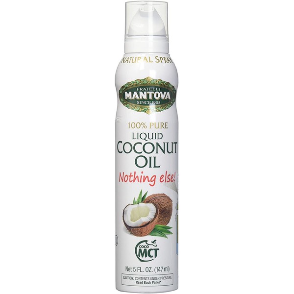 Mantova Coconut Oil, 100% Pure Cooking Oil Spray, perfect for healthy Keto snacks, baking, grilling, seasoning, or cooking, our oil dispenser bottle lets you spray, drip, or stream with no waste, 5 oz