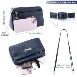 FULEI Crossbody Bag for Women Sliver Hardware Small Ladies Handbag Shoulder Purse Navy Blue