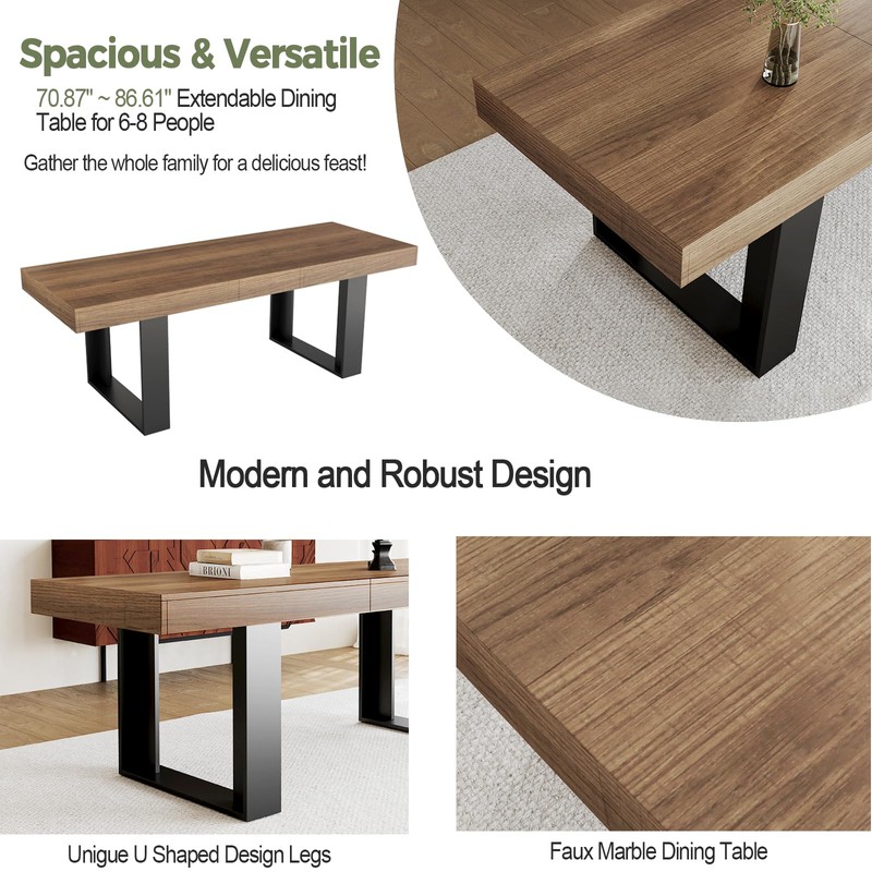 STHOUYN Farmhouse Rustic Extendable Dining Room Table for 8 10,