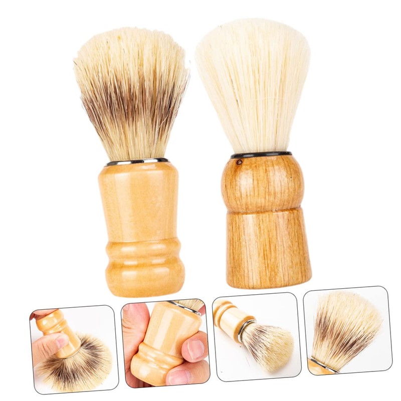 TOVINANNA 2 Pack Shave Brush Men's Haircare Wood Handle Beard