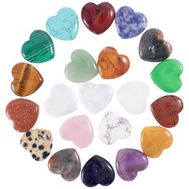 Kioiner 20 Pcs Heart Shape Stones, 2 cm Love Heart Healing Crystal Stones, Natural Heart Worry Stones Chakras Stones for Women Yoga Witchcraft Meditation Stress Reiki Energy Balancing Home Decoration