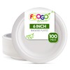 FOOGO Green 100 Disposable Sugarcane Bagasse Plates, 6 inch (15