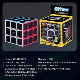 LiangCuber QY Toys Warrior W 3x3 Speed Cube cubeta de fibra de carbono 3x3 Puzzle Cube Warrior W Versión actualizada Cubos mágicos