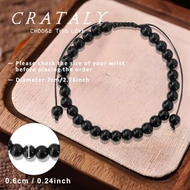 Black Obsidian Bracelet for Women Men-6MM Feng Shui Black Obsidian Beaded Wealth Bracelet Healing Crystal Birthday Gifts