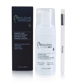 Prolong Lash Eyelash Extension Shampoo & Brush - Gentle Foaming Cleanser For Eyelashes & Extensions - Vegan, Paraben & Sulphate Free, Salon or Home Use - 100 ml (4 pack)