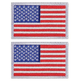 2 parches tácticos de la bandera de Estados Unidos de América, parches de emblema militar regular y inversa (borde blanco, 2 paquetes regulares)