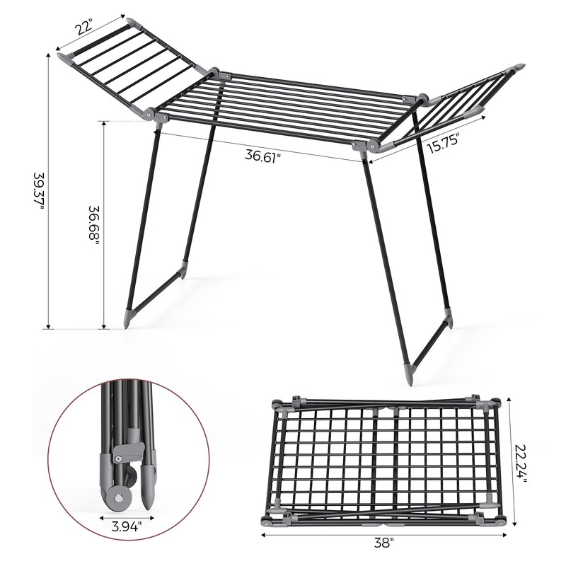 APEXCHASER Clothes Drying Rack Foldable, Large Drying Rack Clothing, Winged