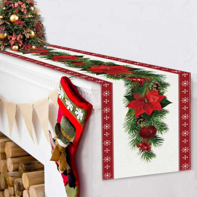 Red Christmas Table Runner 183 x 33cm, Christmas Table Runner