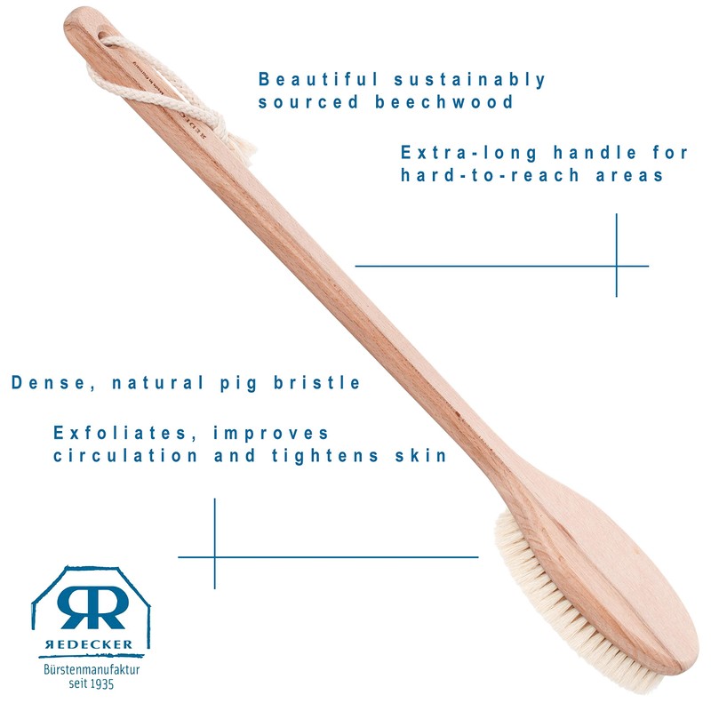 Redecker Beechwood Bath and Shower Brush, 100% Made in Germany,