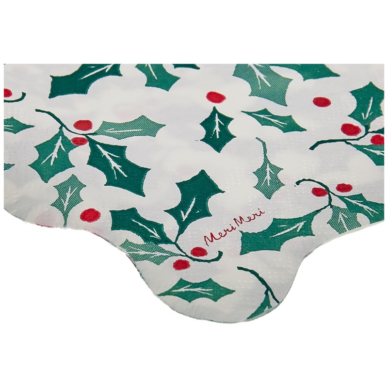 Meri Meri - Servilletas grandes con patrón de acebo (paquete