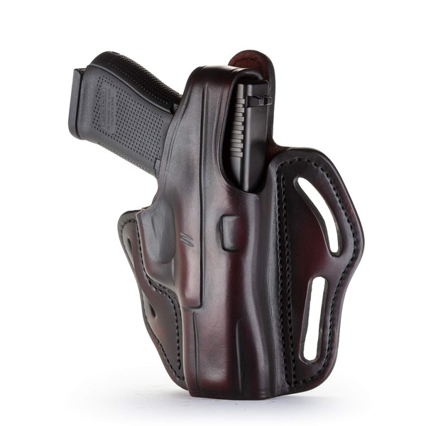 1791 GUNLEATHER XDS Thumb Break Holster - Right Handed OWB Leather Gun Holster - Fits Glock 17, 19, Ruger SR9, SR22, Sig Sauer P225, Springfield XDS, SW Shield MP9 MP40, Walther CCP, Taurus G2 - Brown