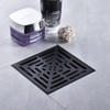 RANDOM 4 Inch Black Shower Drain Square with Adjustable PVC