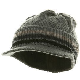 Acrylic Rasta Beanie Visor-Grey Black OSFM