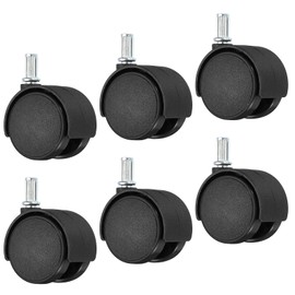PATIKIL 1.5 Inch Stem Swivel Casters, 6 Pack Nylon 360 Degree Swivel Stem Wheels for Chair Desk Furniture Replacement, Black