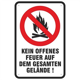 Sign "Achtung kein offenes Feuer" 300 x 450 mm Aluminium Composite Material 3 mm Thick