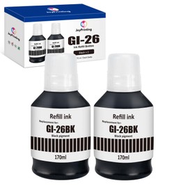 JoyPrinting JoyPrinting GI-26 GI26 Black Ink Bottles Compatible with Canon 26 GI-26 Ink Refill Bottles Work for Canon MAXIFY GX7021 GX6021 GX7020 GX6020 GX4020 GX5020 GX3020 GX6120 Megatank (Pigment Black, 170ml)