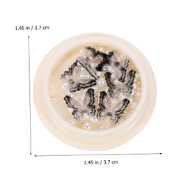 Baluue Black Camellia Rhinestones Nail Charms Kit of Nail Gems Pearl Decorations for DIY Manicure Art