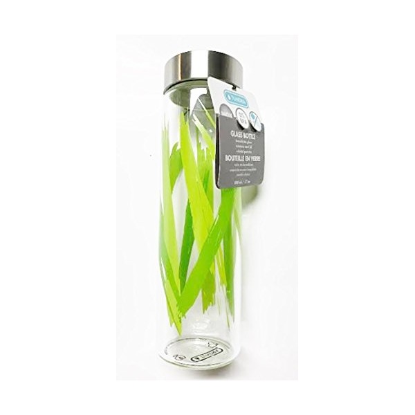Tundra 17 oz. Glass Water Bottle & Stainless Steel Lid - Green Grass