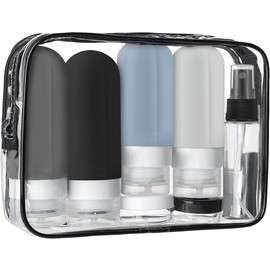 16 Piezas Botellas de Viaje de Silicona, Kit de Botellas para viaje Reutilizable para Artículos Tocador, sin BPA, Contenedores de Viaje para aseo aprobados por la TSA, Kit de Viaje (Colores Neutros)