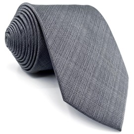 SHLAX&WING Solid Gray Men's Necktie Silk Business, 3.5" x 63" Necktie
