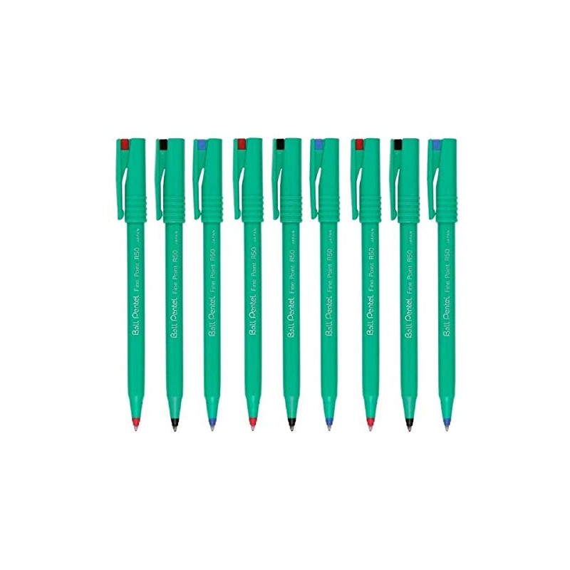 Pentel Assorted Colour Pack R50 Rollerball Ball Pen Pens Fine