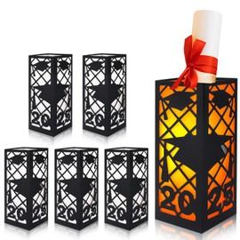 ABTOLS 6pcs 2025 Graduation Table Decorations, Handmade Graduations Black Paper Table Centerpieces Boxes Class of 2025 Graduation Hat Lantern Box for High School College Party Photo Props Decorations