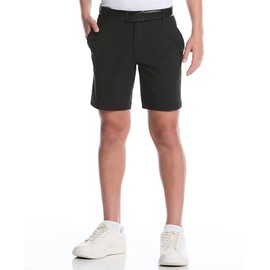 PGA TOUR Boys' 7" Flat Front Performance Pull-On Golf Shorts with Active Waistband, Moisture Wicking, Sun Protection, Caviar Black, 12-14 Years
