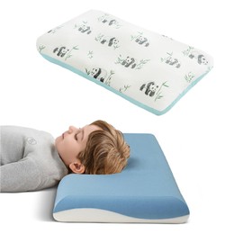 RESTIRY Toddler Pillow with Two-Sided Removable Pillowcase, Kids Memory Foam Pillow, Kids Pillow for Sleeping, Breathable and Cooling, 12x20 in ﻿