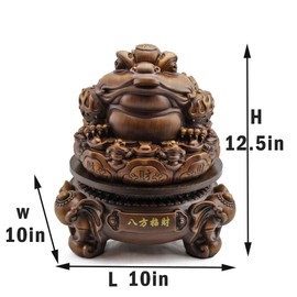 usamjtable Idea for Wealth “財運” Feng Shui 12.5" Tall Large Swivel Money Frog Coin Toad/Chan Chu Statue 招财进宝 蟾蜍咬钱 Home/Office/Restaurant Decor Wealth/Success/Luck