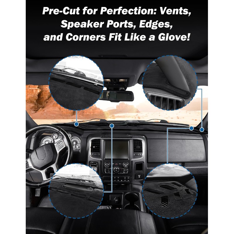 JOYTUTUS Dash Cover Dashboard Cover Mat Compatible with 2010-2018 Ram