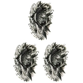 THE FANTASY Tattoo Sticker Carp Lotus hb100 [A5 Size, Pack of 3], hb100-3