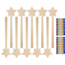 Herr Bo & Co 10 x Magic Wand with 100 Self-Sealing Glitter Stones as a Set Made of Untreated Wood, 3 mm Birch Plywood, FSC Certified, Made in Germany