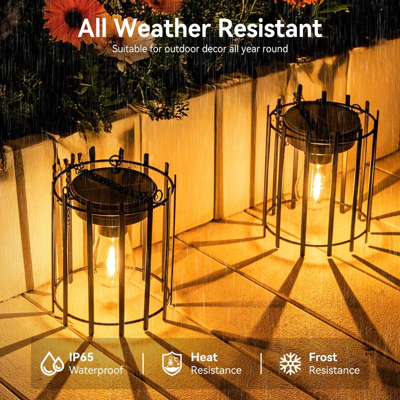 KOOPER Solar Lanterns Outdoor Waterproof, 14.56" Upgraded Bright Hanging Solar