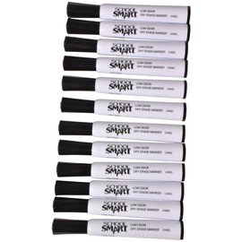 School Smart Dry Erase Marker, Low Odor, Chisel Tip, Black, 40 lb - 24 Inches x 1000 Feet, Pack of 12, White