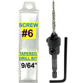 FTG USA Countersink Drill Bit for Wood with Tapered Drill Bit #6 (9/64")