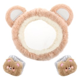 WLLHYF- Juego de 3 piezas de diadema y muñequera para lavado de cara, linda diadema de spa con orejas de oso, banda para el cabello para maquillaje y 
