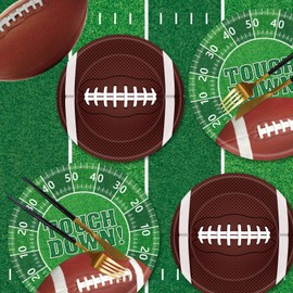 48 Pcs Football Plates Set - Touchdown Football Paper Plates, Disposable Party Dinner Dessert Round Plate for Football Rugby Sport Game Day Tailgate Football Party Supplies Table Decorations, 2 Sizes