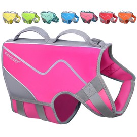 VIVAGLORY Neoprene Dog Life Jacket Dog Lifejacket for Boating Hunting & Swimming, Lightweight with Leash Ring, XL, Pink